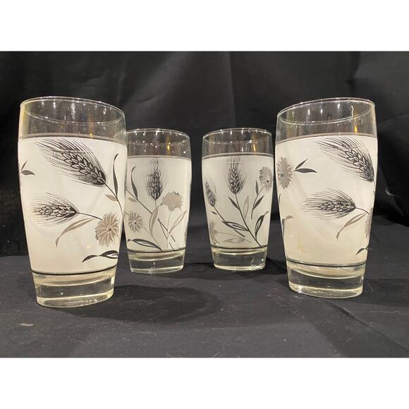 Vintage Libbey Wild Flower, highball glasses, set of 4 - Picture 1 of 7